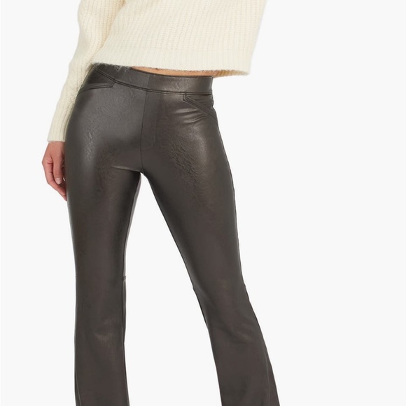 SPANX Pants - SPANX Faux Leather Flare Leg Pull-On Pants Size Large